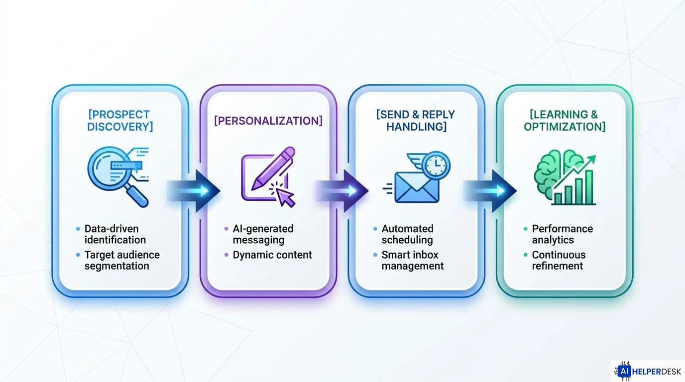 How AI lead generation agents work - 4 step process from prospect discovery to optimization